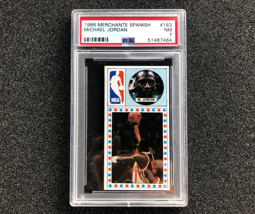 Merchante-Michael-Jordan-Rookie-Spanish-1986-Trading-Card-PSA-7 Merchante Michael Jordan Rookie Spanish 1986 Trading Card PSA 7